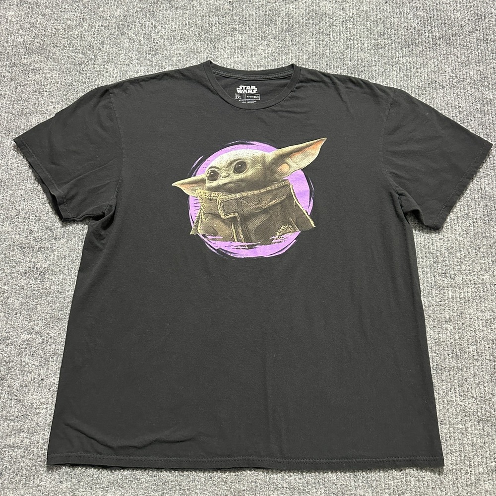 Star Wars Yoda Graphic Mens Shirt Size 2XL Black 100% Cotton Casual Short Sleeve